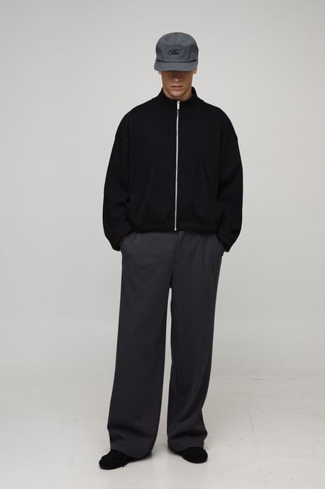 Oversized Boxy Rib Jersey Funnel Neck Track Top - Image 4