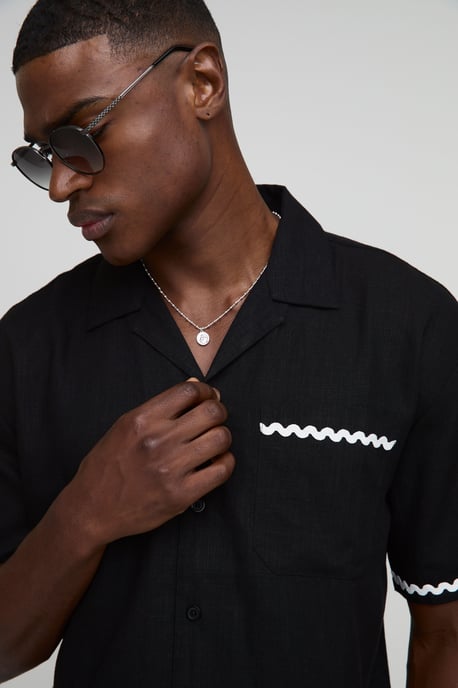 Oversized Contrast Trim Heavyweight Linen Shirt & Relaxed Trouser Set - Image 4