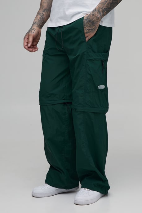 Tall Baggy Fit Zip Off Cargo Utility Track Pants - Image 1
