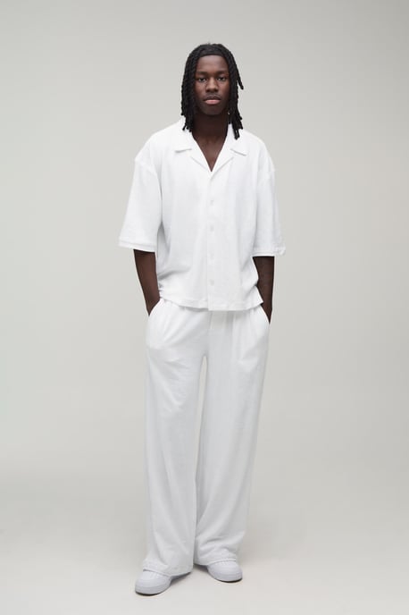 Baggy Fit Pleat Front Towelling Trouser - Image 4