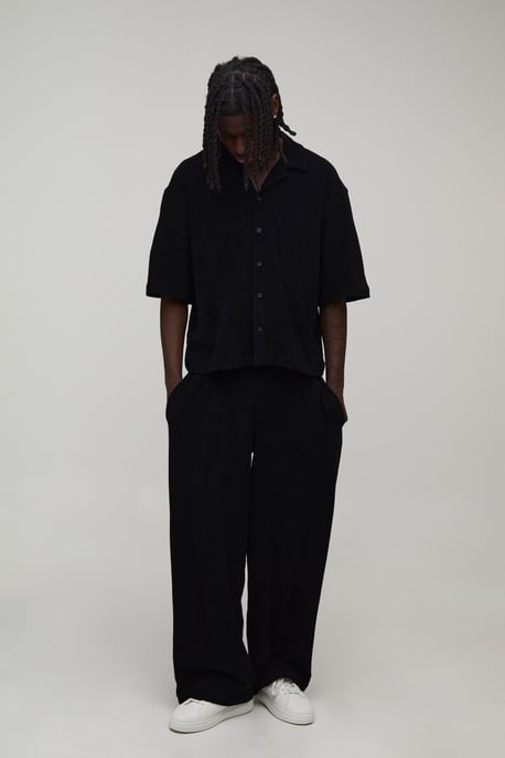 Baggy Fit Pleat Front Towelling Trouser - Image 3