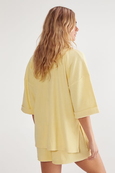Ribbed Toweling Beach Shirt and Shorts Two Piece Set - Image 4
