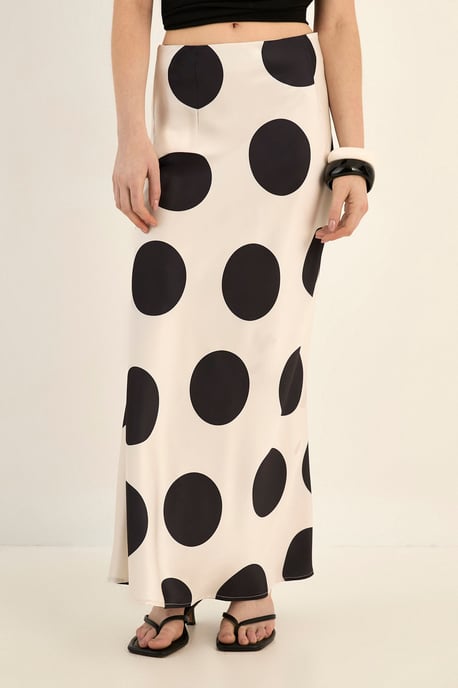 Satin Polka Dot Bias Maxi Skirt - Image 2