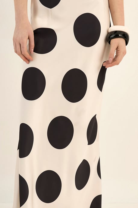 Satin Polka Dot Bias Maxi Skirt - Image 3