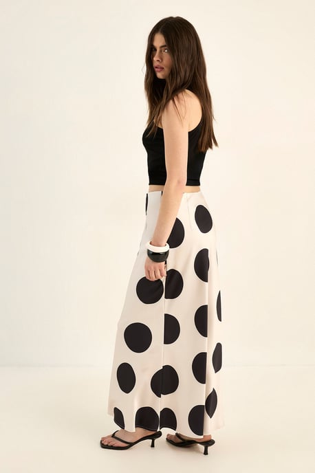 Satin Polka Dot Bias Maxi Skirt - Image 4