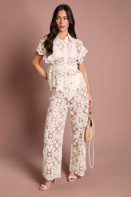 Crochet Wide Leg Wedding Trouser - Image 4