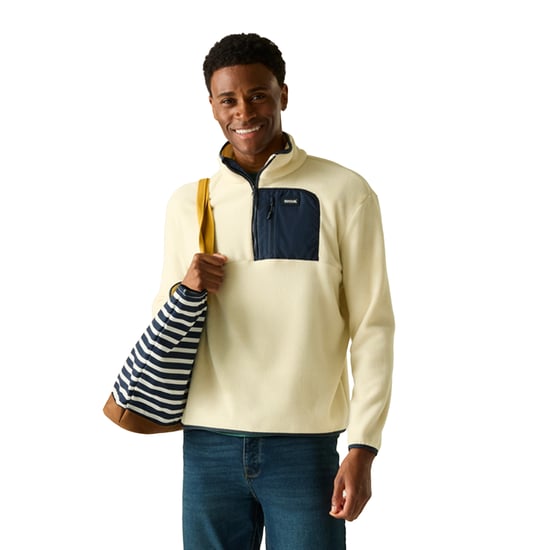 Regatta Mens Frankie Half Zip Fleece Top (White Stone/Navy) - Image 4
