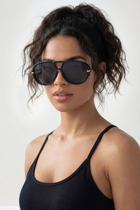 Oversized Rounded Aviator Sunglasses - Image 1