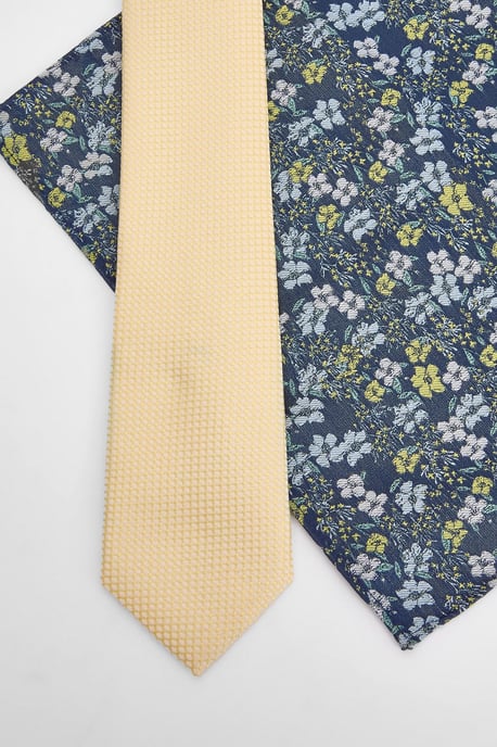 Butter Yellow Tie and Ditsy Pocket Square - Image 2