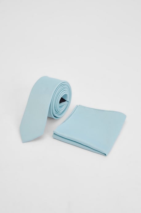 Ice Blue Tie and Pocket Square Set - Image 1