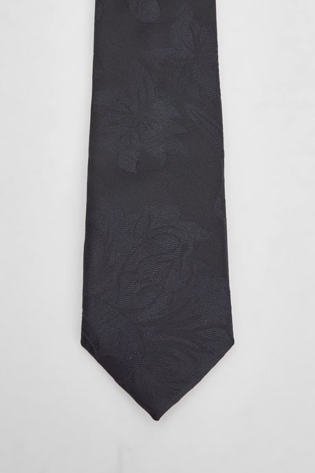 Black Floral Jacquard Tie - Image 2