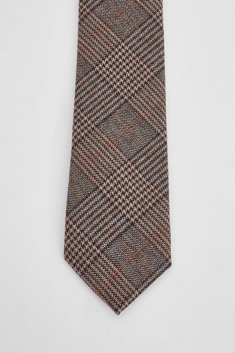 Brown Tweed Look Check Tie - Image 2