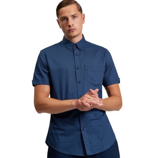 Ben Sherman Heren Mono Geoshirt (Schemer Denim) - Image 1