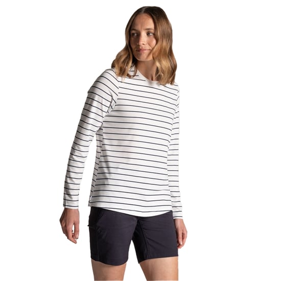 Craghoppers Dames/Dames Akona Gestreept Nosilife T-shirt met lange mouwen (Zeilwit/Blauw marine) - Image 1