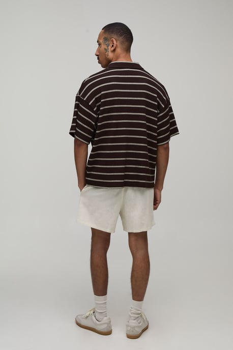 Oversized Striped Waffle Revere Polo - Image 2