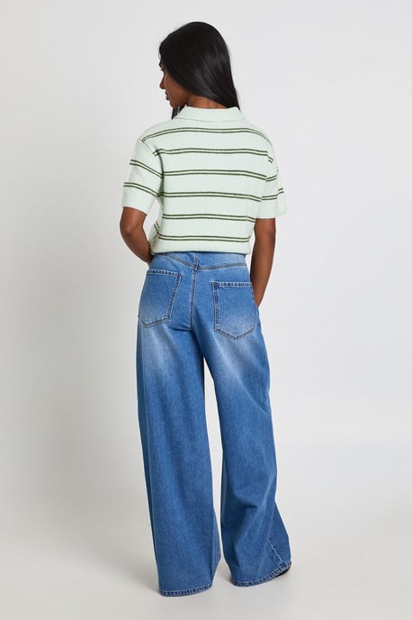 Mid Waist Loose Fit Wide Leg Jean - Image 2