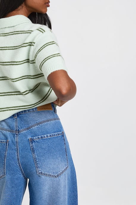 Mid Waist Loose Fit Wide Leg Jean - Image 4