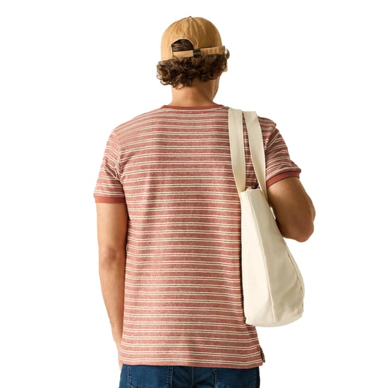 Regatta Heren Benlin Gestreept T-Shirt (Baksteen/Witte Steen) - Image 4