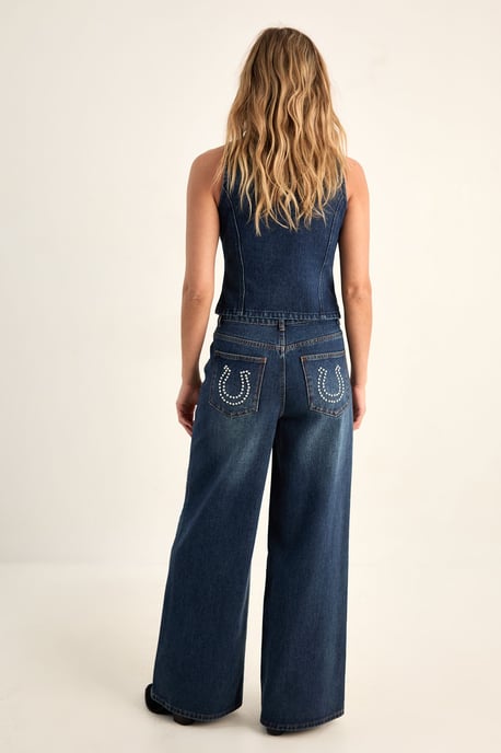 Western Baggy Studded Denim Jeans Co-Ord - Image 4