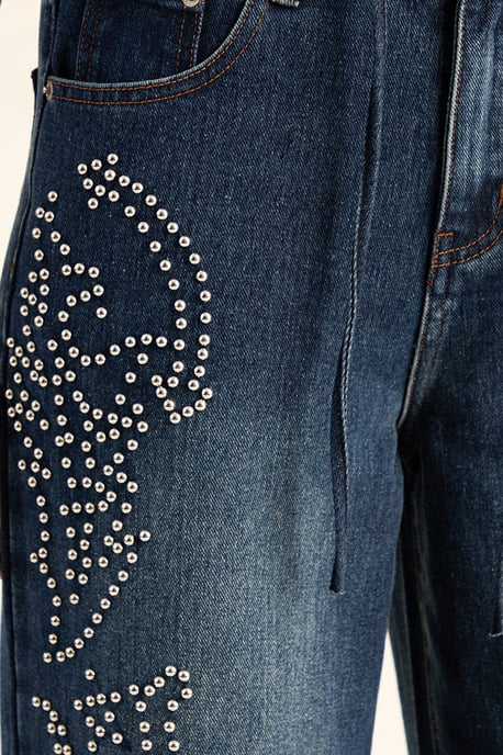 Western Baggy Studded Denim Jeans Co-Ord - Image 5