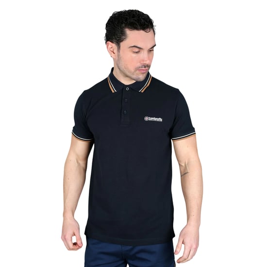Lambretta Mens SS25 Twin Tip Polo Shirt (Navy/Wood Ash/Tobacco) - Image 3