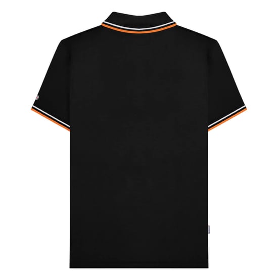Lambretta Heren SS25 Twin Tip Poloshirt (Zwart/Wit/Marmelade) - Image 2