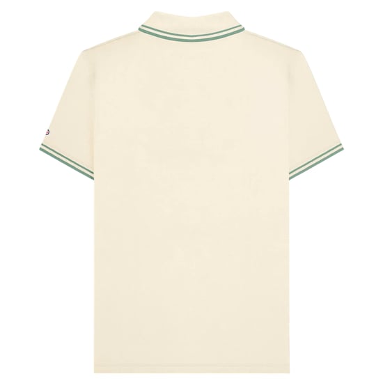 Lambretta Mens SS25 Twin Tip Polo Shirt (Tofu/Iceberg Green) - Image 2