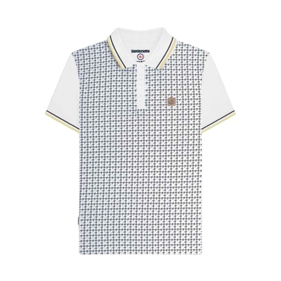 Lambretta Heren Houndstooth Poloshirt (Wit/Iron/Zilver) - Image 1