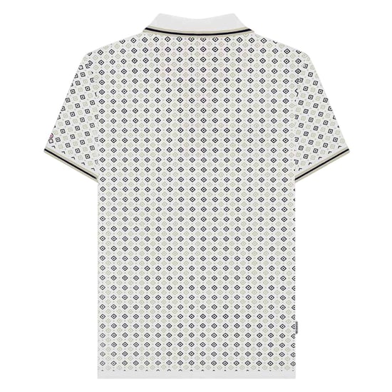 Lambretta Mens SS25 Geometric Polo Shirt (White/Navy/Cashew) - Image 2