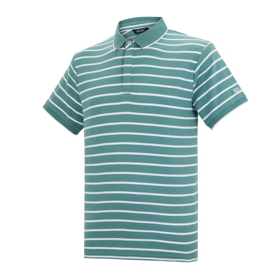 Regatta Mens Tiver Striped Polo Shirt (Arctic/White) - Image 3