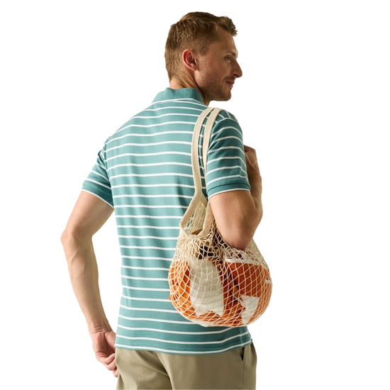 Regatta Mens Tiver Striped Polo Shirt (Arctic/White) - Image 5