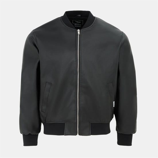 Men's Firetrap Pu Bomber in Black - Image 1