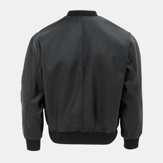 Men's Firetrap Pu Bomber in Black - Image 2