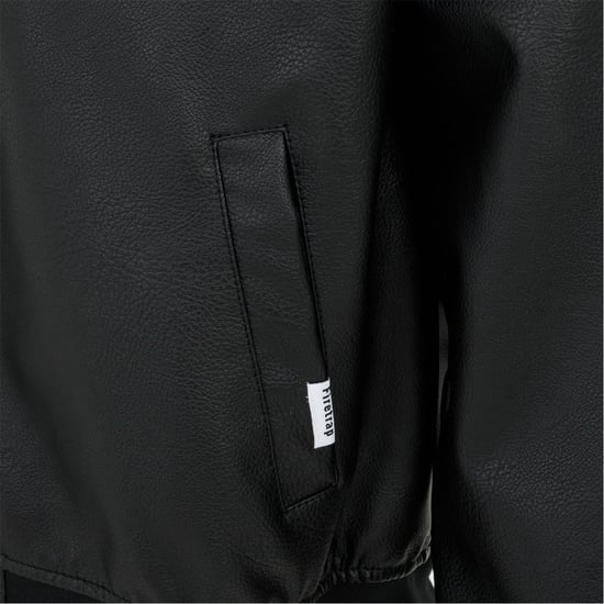 Men's Firetrap Pu Bomber in Black - Image 4