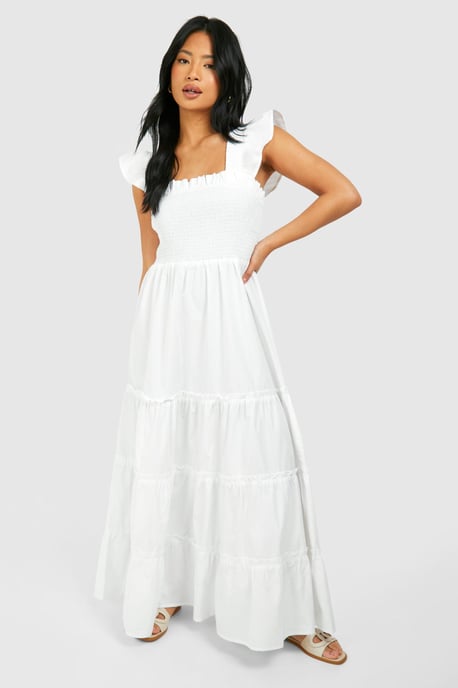 Petite Shirred Poplin Midaxi Dress - Image 1