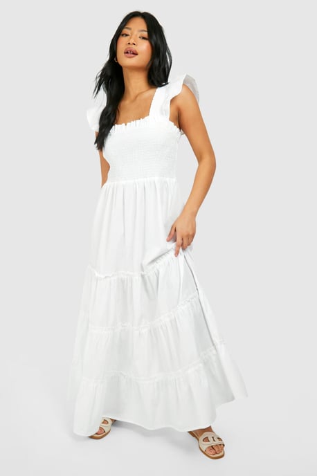 Petite Shirred Poplin Midaxi Dress - Image 3
