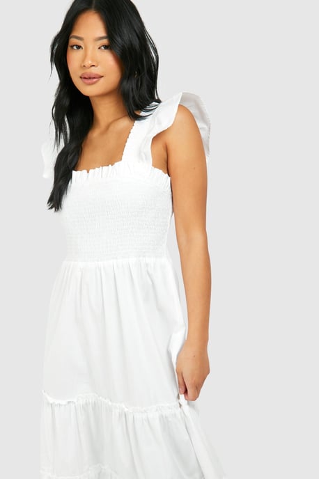 Petite Shirred Poplin Midaxi Dress - Image 4