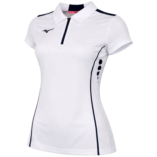 Mizuno Wom Hex Rect Womens White Polo Shirt - Image 2