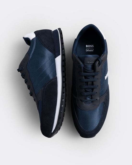Parkour L Parkour L Running Style Trainers In Mixed Materials With Logo Details Trainers in Dark Blue - Image 2