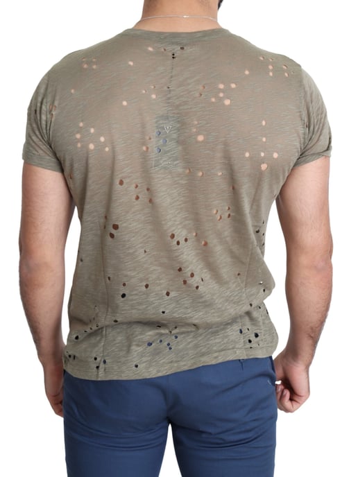 Guess Brown Cotton Stretch Logo Print Men Casual Perforated T-shirt - Image 2