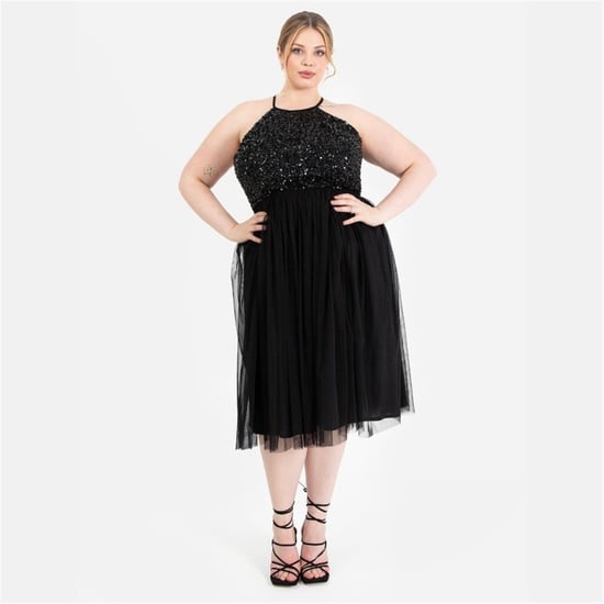 Women's Maya Deluxe Halter Neck Sleeveless Midi Dress in Black - Image 3