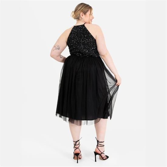 Women's Maya Deluxe Halter Neck Sleeveless Midi Dress in Black - Image 4