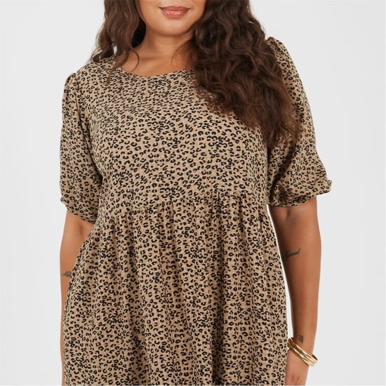Women's Brave Soul Crew Neck Short Sleeve Tiered Dress in Brown/Black - Image 3