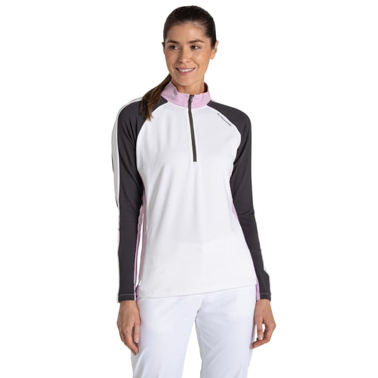 Craghoppers Dames/Dames Nosilife Half Zip Golf Top (Wit/Donker Ijzer) - Image 3
