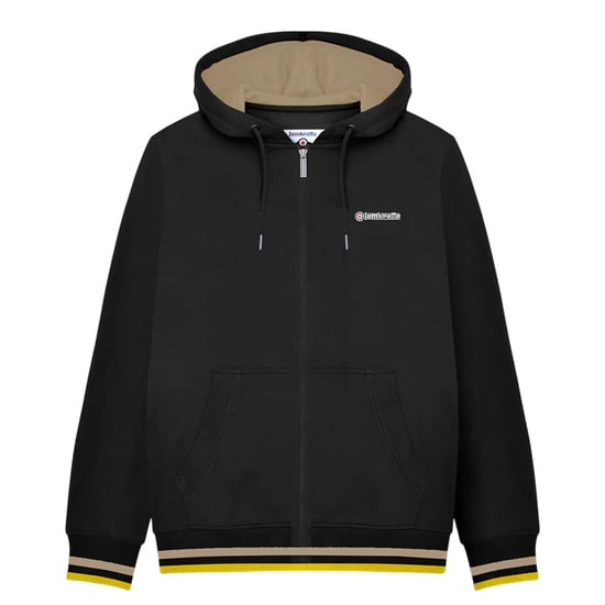 Lambretta Mens Full Zip Hoodie (Black/Cashew/Gold) - Image 1