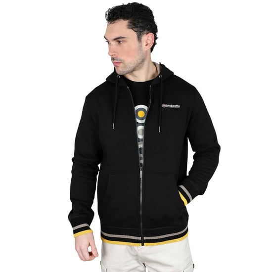 Lambretta Mens Full Zip Hoodie (Black/Cashew/Gold) - Image 6