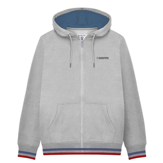 Lambretta Mens Full Zip Hoodie (Grey/Dark Blue/Red) - Image 1
