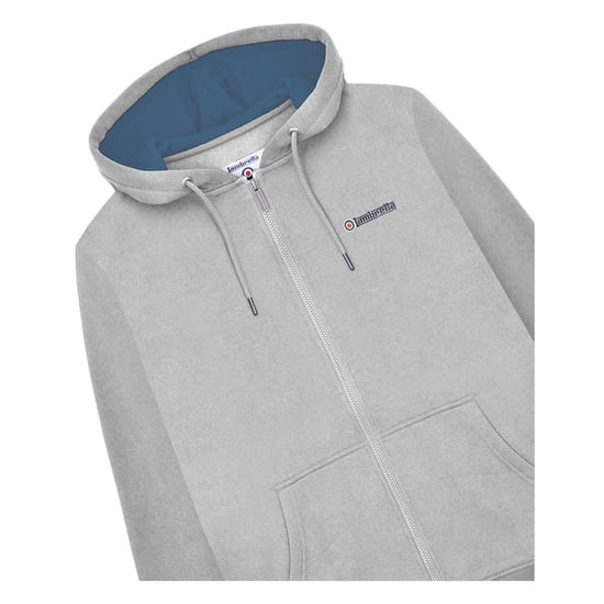 Lambretta Mens Full Zip Hoodie (Grey/Dark Blue/Red) - Image 3