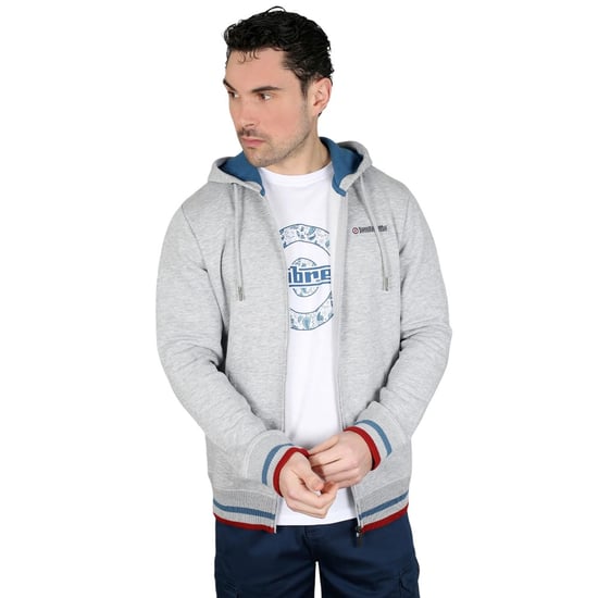 Lambretta Mens Full Zip Hoodie (Grey/Dark Blue/Red) - Image 6