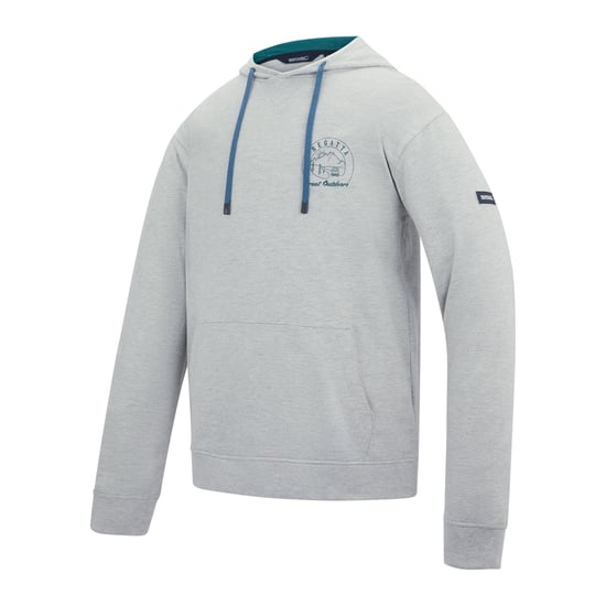Regatta Mens Cline Back Print Hoodie (Grey Marl/Mediterranea) - Image 3